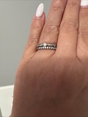 Sterling Silver CZ Stackable Band Set in Silver